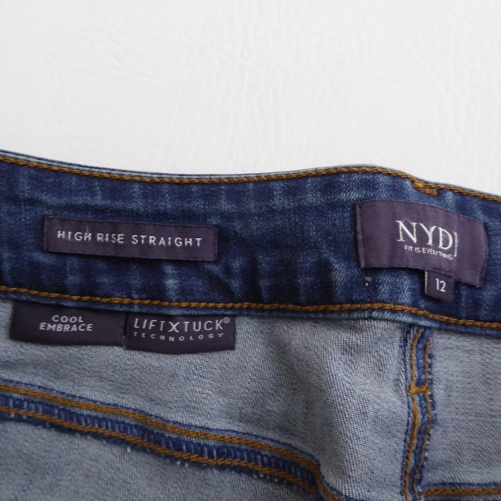 NYDJ Womens Jeans Presido Blue Ellison High Rise Straight Leg 12 - Picture 6 of 9